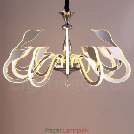 Szabályozható, modern kortárs 12 világos acél csillár akril ernyővel