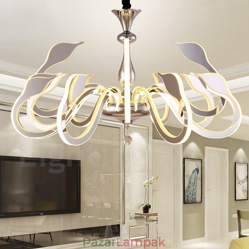 Szabályozható, modern kortárs 12 világos acél csillár akril ernyővel