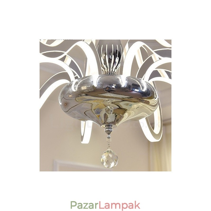 Dimmelhető modern kortárs 6 világos acél csillár akril ernyővel