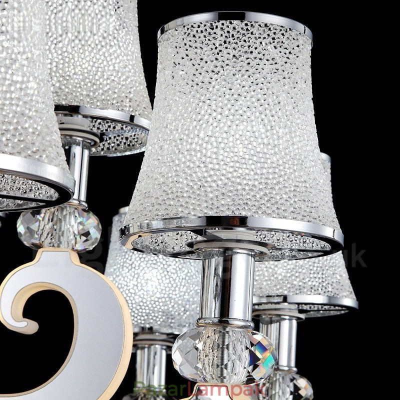 Szabályozható modern kortárs 15 világos acél csillár üvegernyővel