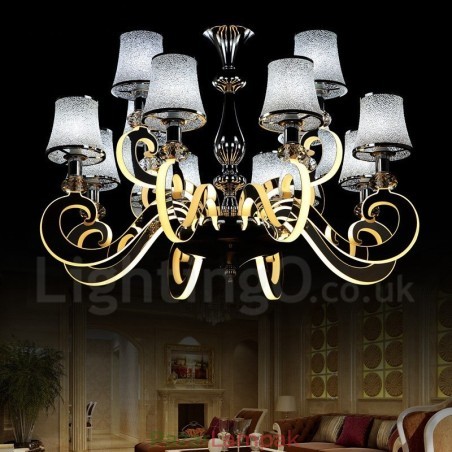 Szabályozható modern kortárs 12 világos acél csillár üvegernyővel