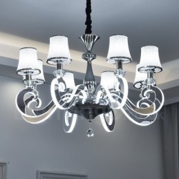 Szabályozható modern kortárs 8 könnyű acél csillár üvegernyővel