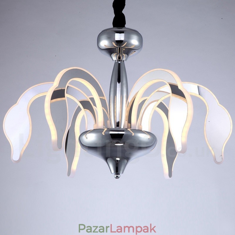 Dimmelhető modern kortárs 6 világos acél csillár akril ernyővel