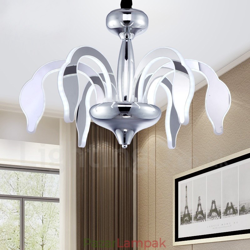 Dimmelhető modern kortárs 6 világos acél csillár akril ernyővel