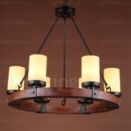 6 Light Country rusztikus függőlámpa üvegernyővel