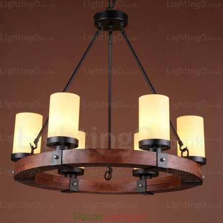 6 Light Country rusztikus függőlámpa üvegernyővel 6 Light Country rusztikus függőlámpa üvegernyővel