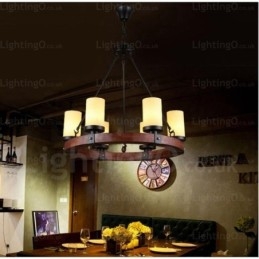 6 Light Country rusztikus függőlámpa üvegernyővel