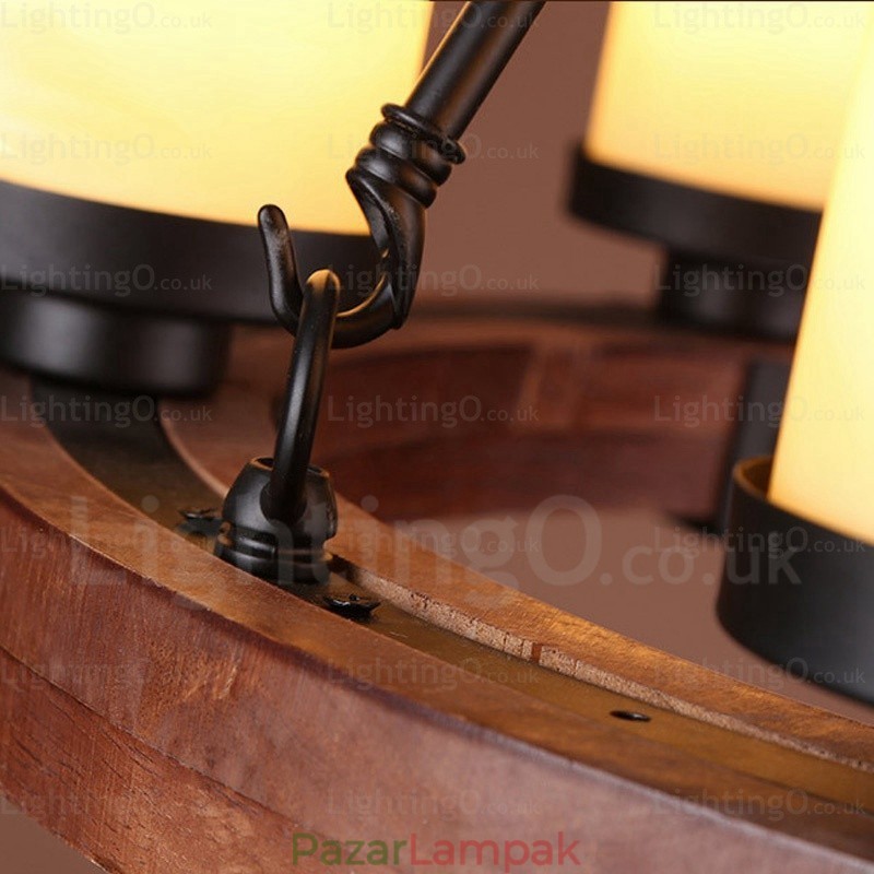6 Light Country rusztikus függőlámpa üvegernyővel