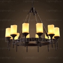 12 Light Country rusztikus vintage retro függőlámpa üvegárnyékolással