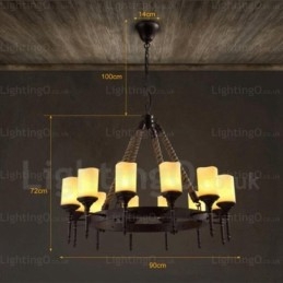 12 Light Country rusztikus vintage retro függőlámpa üvegárnyékolással