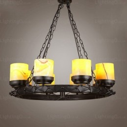 8 Light Country rusztikus vintage retro függeszték, üvegernyővel
