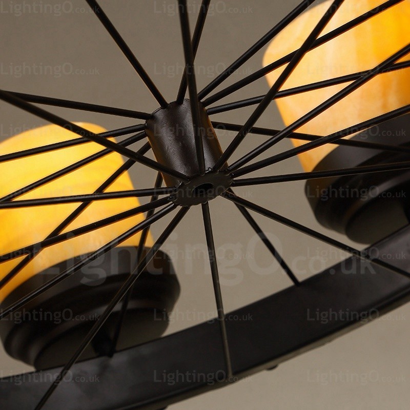 8 Light Country rusztikus vintage retro függeszték, üvegernyővel