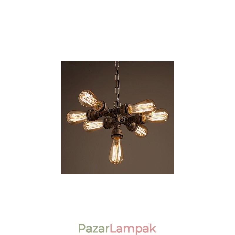 Rusztikus Lodge Vintage galvanizált fém csillár