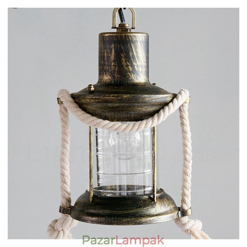 2 Light Country rusztikus vintage retro függőlámpa üvegernyővel
