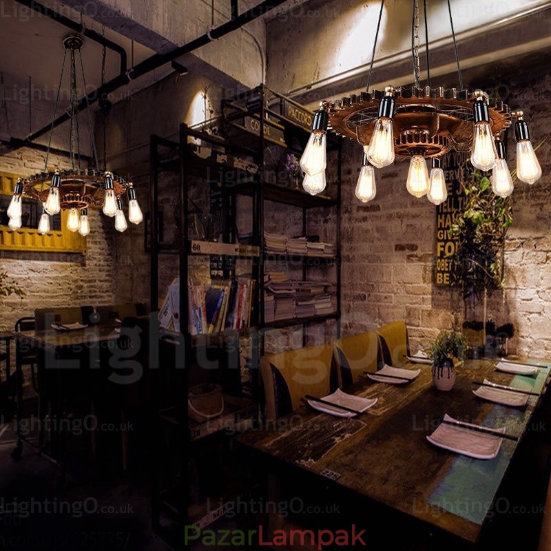 9 Light Vintage Retro függőlámpa