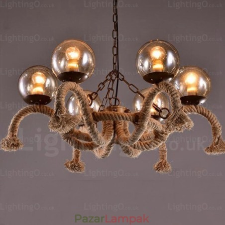 6 Light Vintage Retro függeszték, üvegernyővel 6 Light Vintage Retro függeszték, üvegernyővel