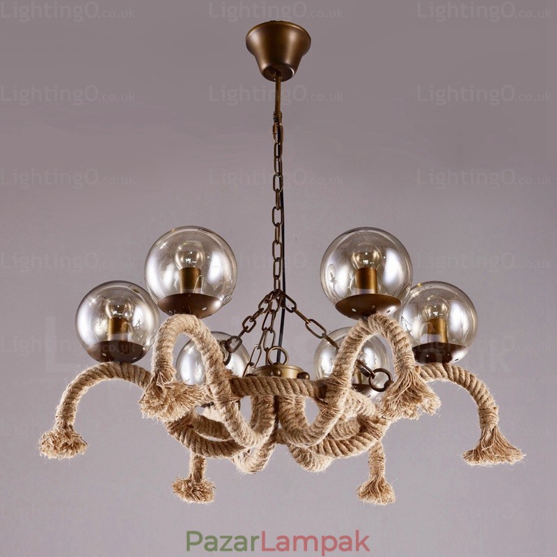 6 Light Vintage Retro függeszték, üvegernyővel