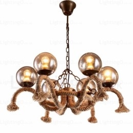 6 Light Vintage Retro függeszték, üvegernyővel