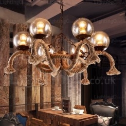 6 Light Vintage Retro függeszték, üvegernyővel
