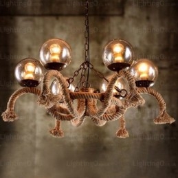 6 Light Vintage Retro függeszték, üvegernyővel