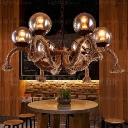 6 Light Vintage Retro függeszték, üvegernyővel