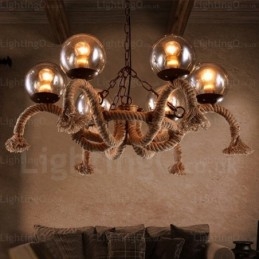 6 Light Vintage Retro függeszték, üvegernyővel