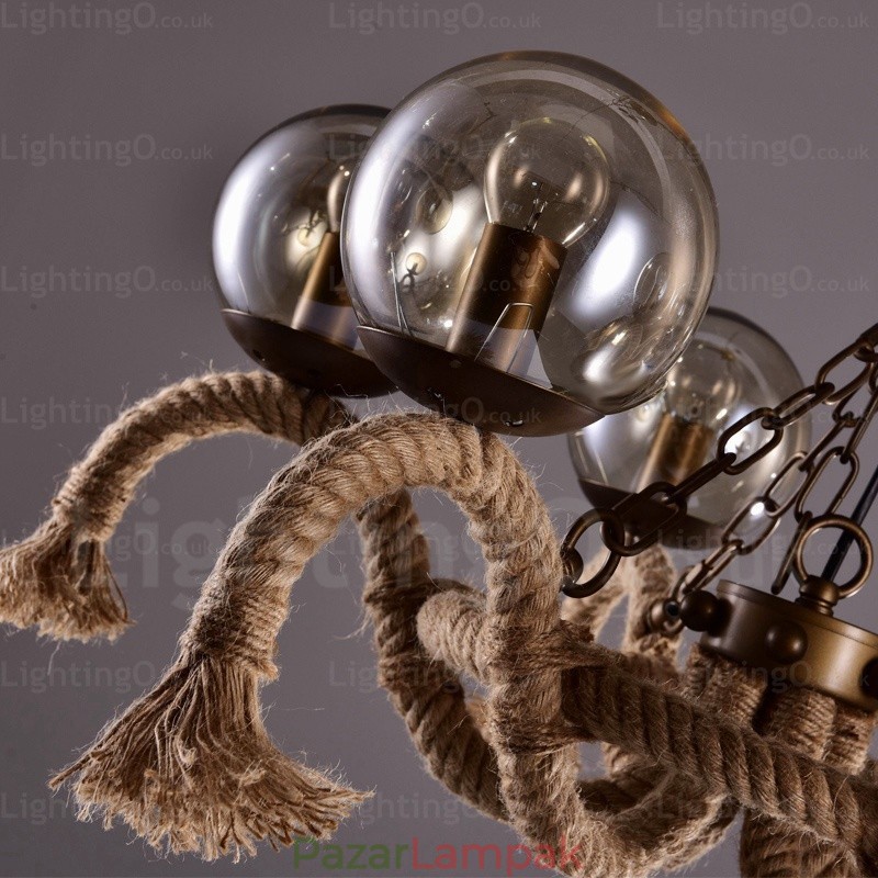 6 Light Vintage Retro függeszték, üvegernyővel
