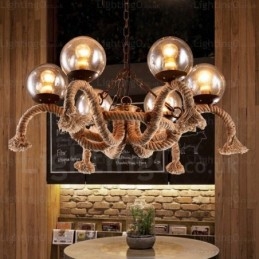 6 Light Vintage Retro függeszték, üvegernyővel