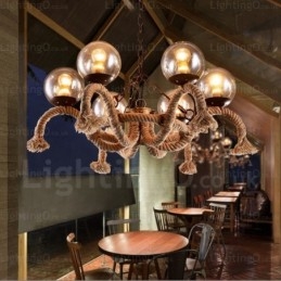 6 Light Vintage Retro függeszték, üvegernyővel