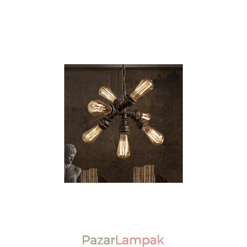 Rusztikus Lodge Vintage galvanizált fém csillár