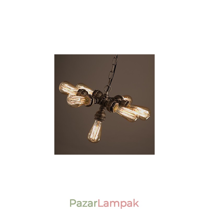 Rusztikus Lodge Vintage galvanizált fém csillár