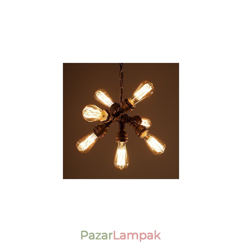 Rusztikus Lodge Vintage galvanizált fém csillár