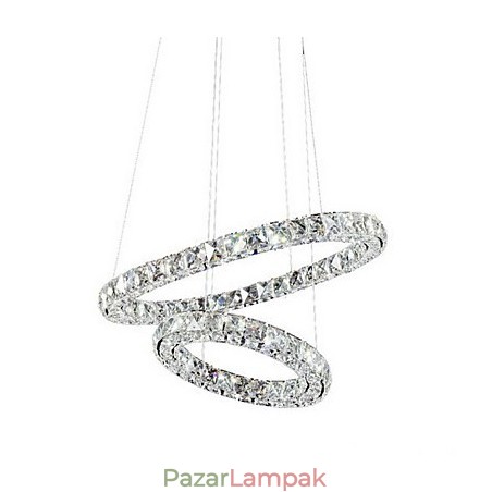Kristály függesztett lámpa modern 2 gyűrűs három oldalas K9 kristály beltéri mennyezeti lámpatestek Kristály függesztett lámpa modern 2 gyűrűs három oldalas K9 kristály beltéri mennyezeti lámpatestek