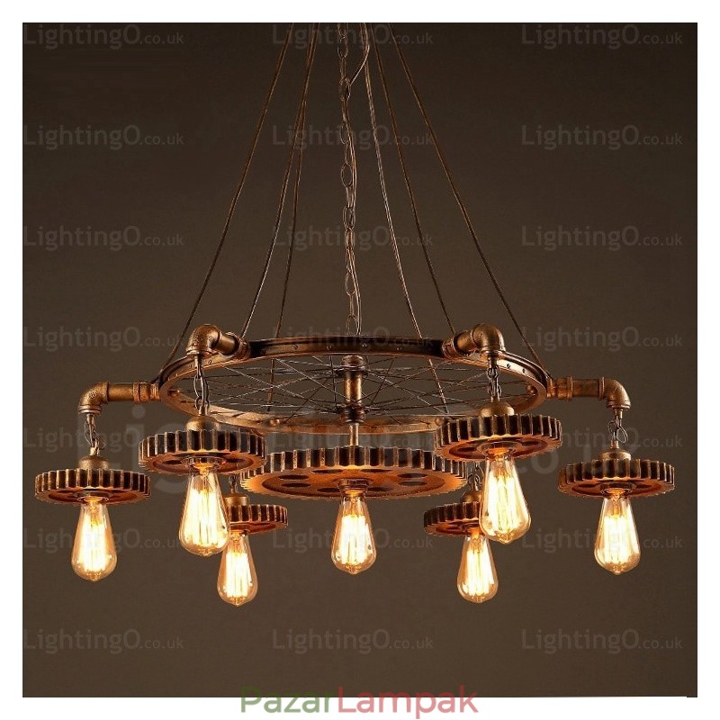7 Light Vintage retro függőlámpa