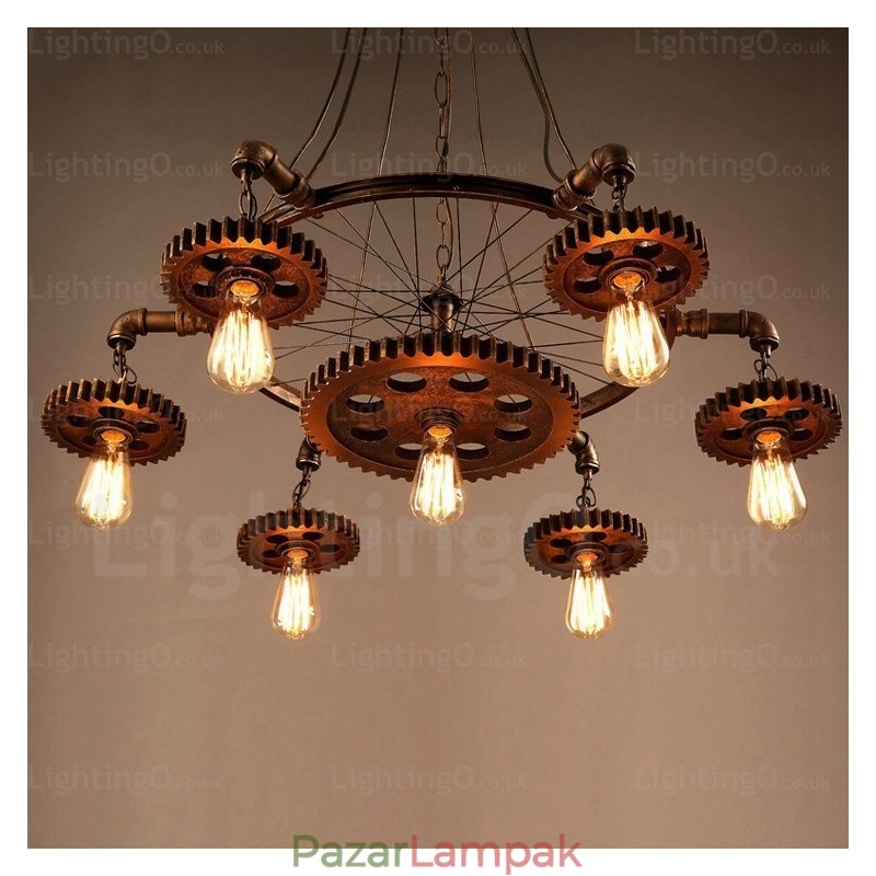 7 Light Vintage retro függőlámpa