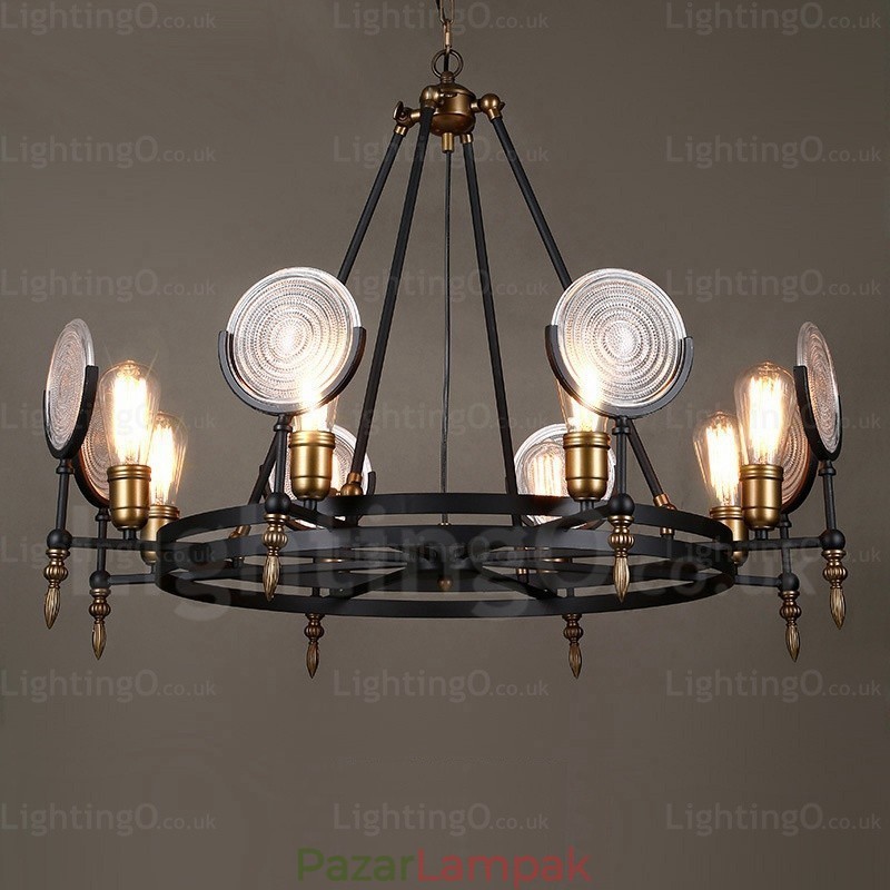6 Light Vintage Retro függeszték, üvegernyővel