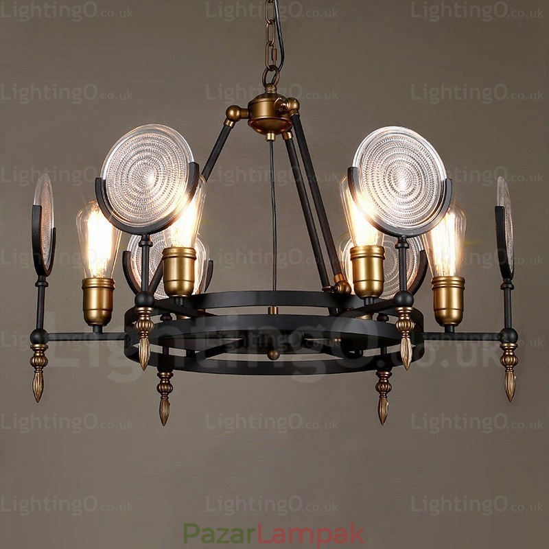 6 Light Vintage Retro függeszték, üvegernyővel
