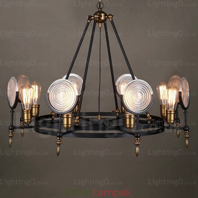 6 Light Vintage Retro függeszték, üvegernyővel
