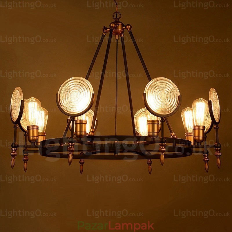 6 Light Vintage Retro függeszték, üvegernyővel