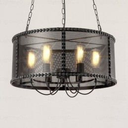 6 Light Vintage retro függőlámpa rozsdamentes acél ernyővel