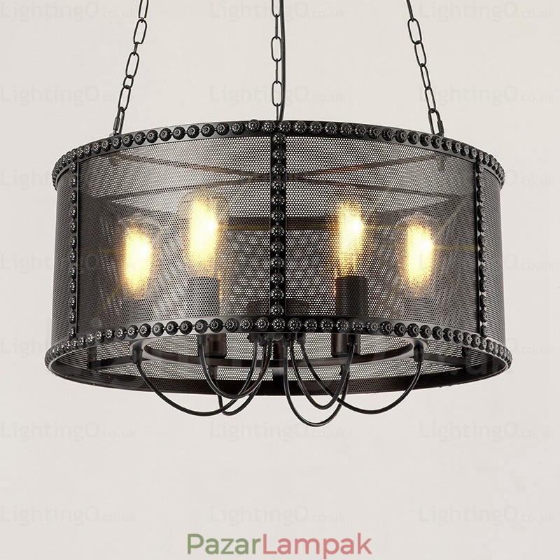 6 Light Vintage retro függőlámpa rozsdamentes acél ernyővel