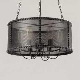 6 Light Vintage retro függőlámpa rozsdamentes acél ernyővel