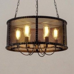 6 Light Vintage retro függőlámpa rozsdamentes acél ernyővel