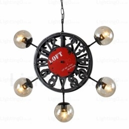 5 Light Vintage retro függőlámpa üvegernyővel