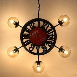 5 Light Vintage retro függőlámpa üvegernyővel