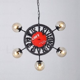 5 Light Vintage retro függőlámpa üvegernyővel