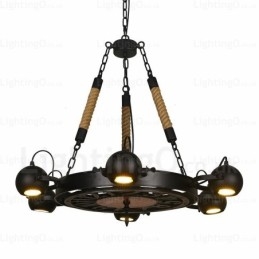 6 Light Vintage retro függőlámpa rozsdamentes acél ernyővel