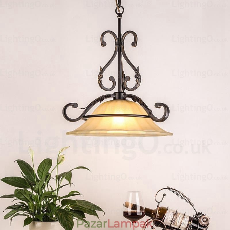 1 Light Country rusztikus függőlámpa üvegernyővel