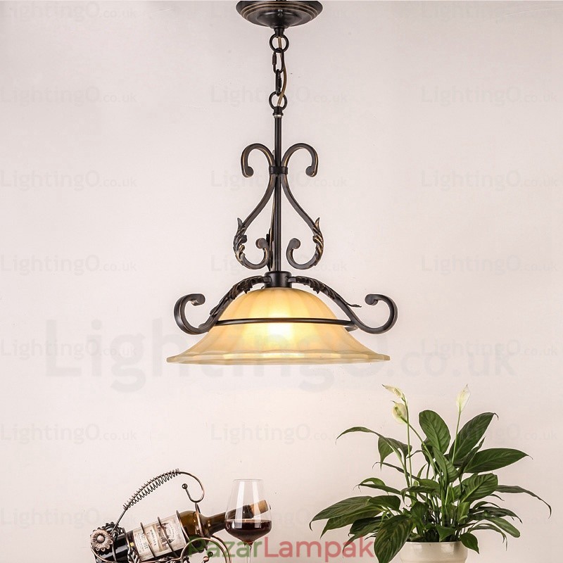 1 Light Country rusztikus függőlámpa üvegernyővel