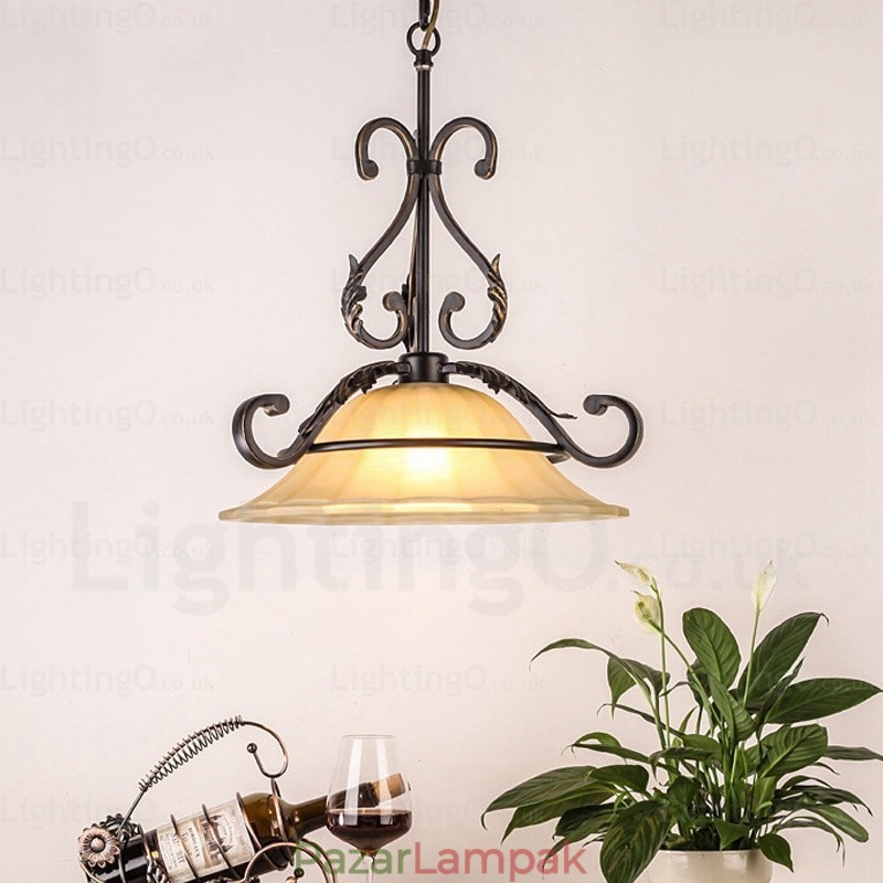1 Light Country rusztikus függőlámpa üvegernyővel